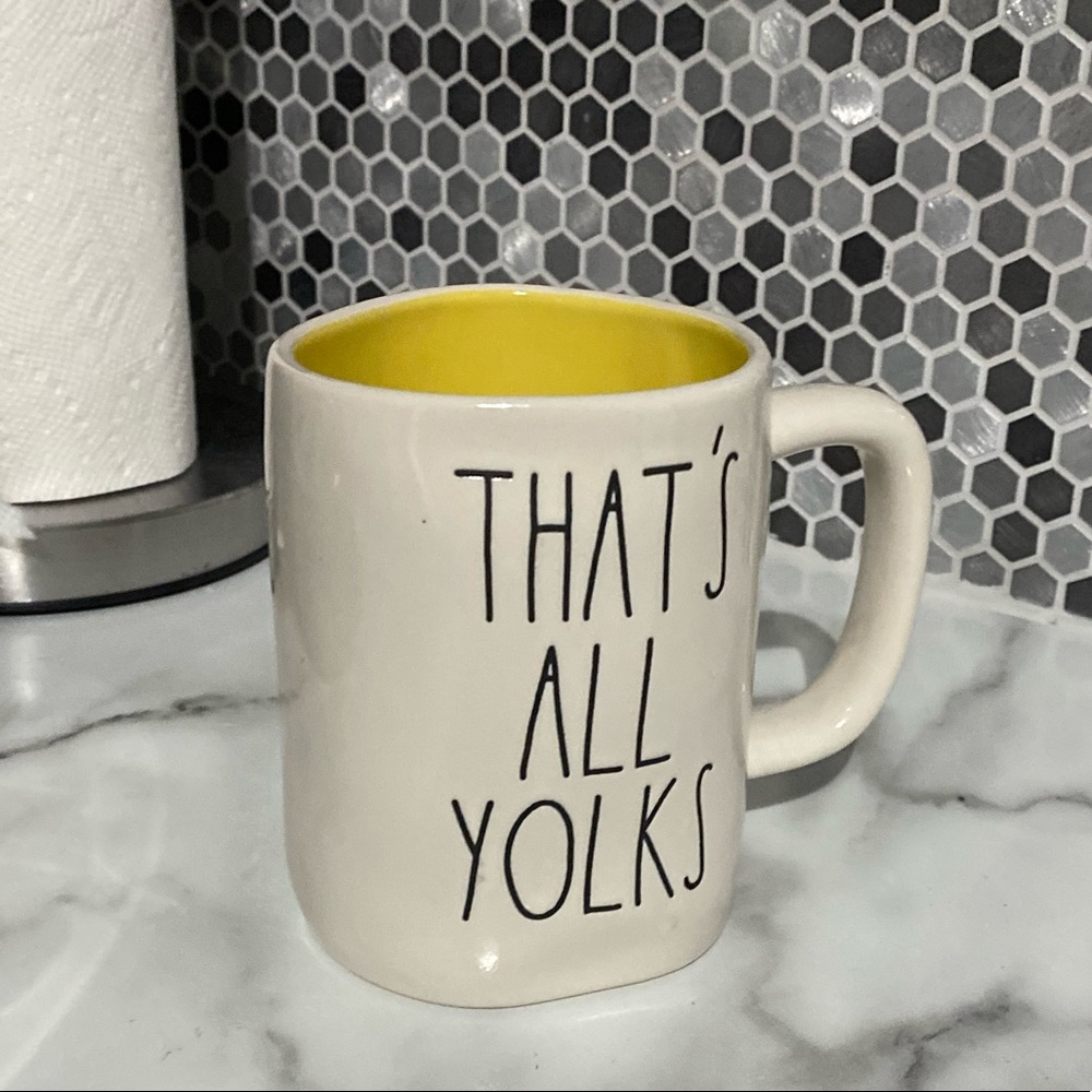 Rae Dunn "THATS ALL YOLKS" Coffee Mug